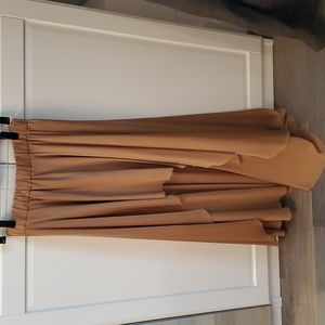 Enza Costa high low gold satin skirt